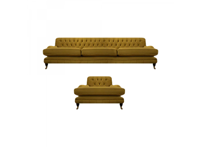 Chesterfield Sofa Dräisëtzer Giel Fotel Ariichtung Canapé Wunnzëmmer Nei